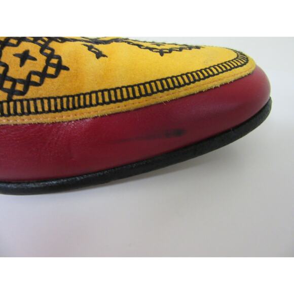 MANOLO BLAHNIK Rare Bold Color Block Geometric Embroidery 10 Slip On Loafers